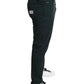 Green Cotton Stretch Skinny Men Denim Jeans