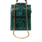 Green Exotic Leather Logo Phone Crossbody Purse Bag