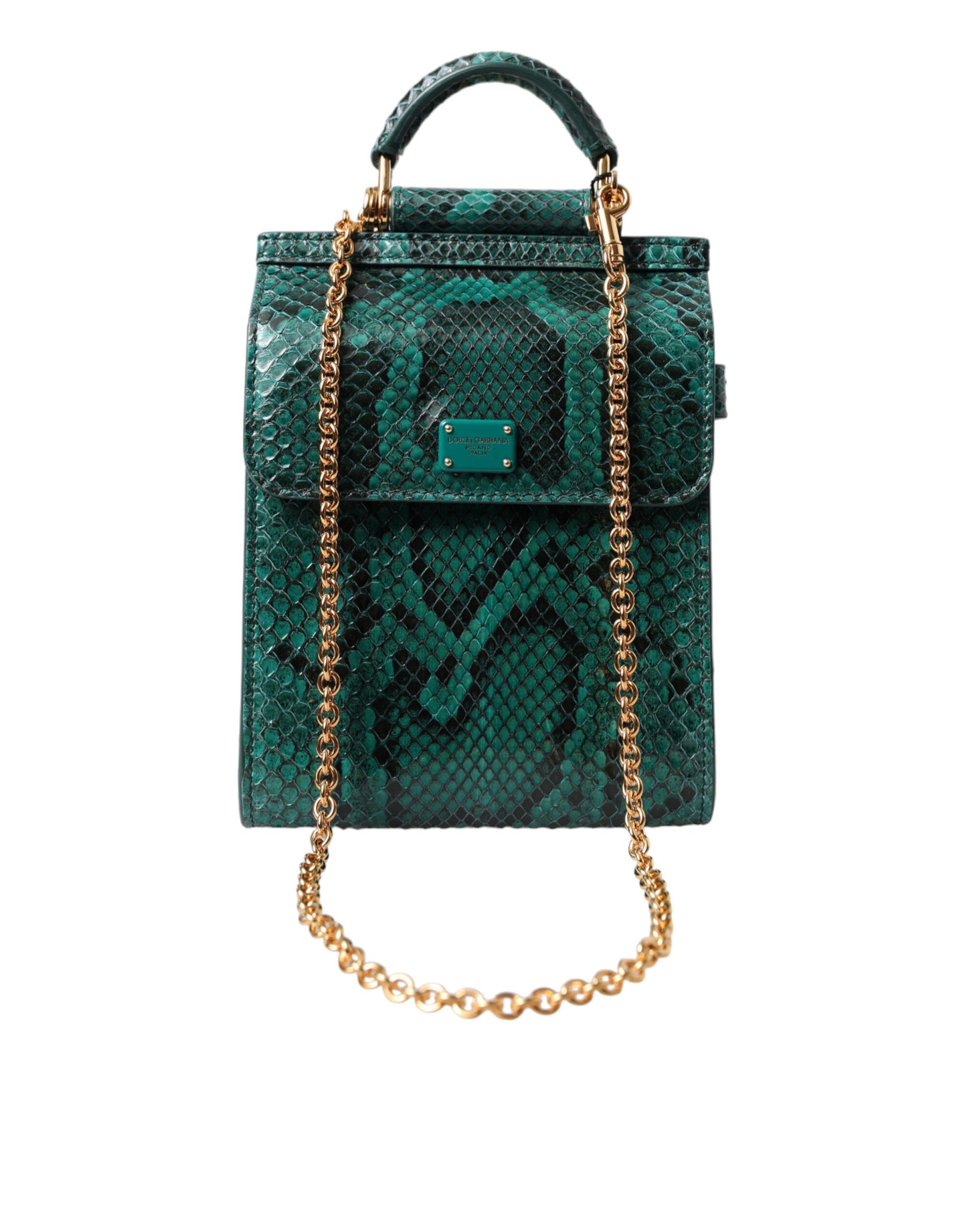 Green Exotic Leather Logo Phone Crossbody Purse Bag