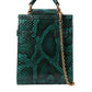 Green Exotic Leather Logo Phone Crossbody Purse Bag