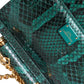 Green Exotic Leather Logo Phone Crossbody Purse Bag