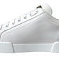 Dazzling Gold-Trimmed White Leather Sneakers