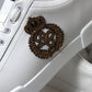 Dazzling Gold-Trimmed White Leather Sneakers