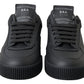 Elegant Black Low Top Leather Sneakers