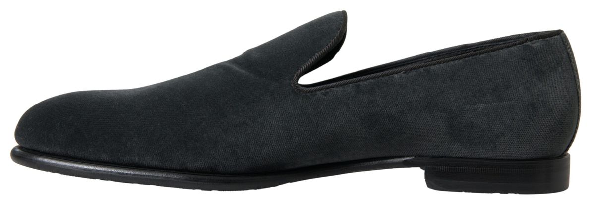 Elegant Gray Velvet Loafers for Men