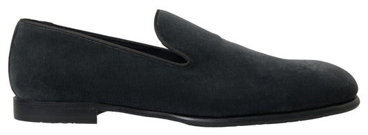 Elegant Gray Velvet Loafers for Men