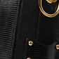 Black Iguana Leather Lock Box Shoulder Hand Luggage Bag