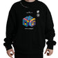 Black Logo Print Crew Neck Pullover Sweater