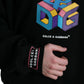 Black Logo Print Crew Neck Pullover Sweater