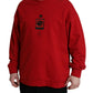 Red Logo Print Crew Neck Pullover Sweater