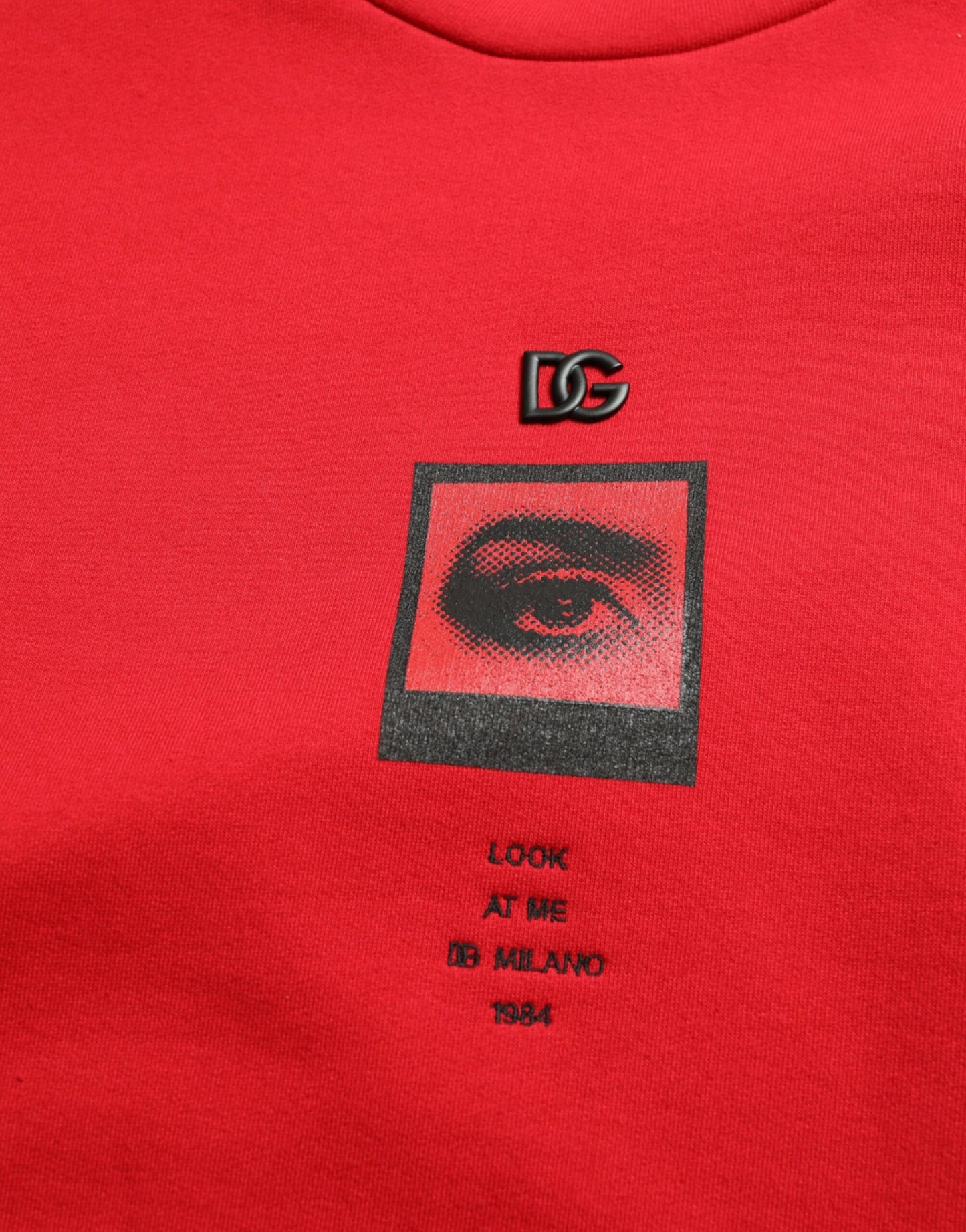 Red Logo Print Crew Neck Pullover Sweater