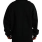 Black Embroidered Crewneck Pullover Sweater