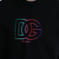 Black Embroidered Crewneck Pullover Sweater