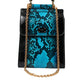 Blue Exotic Leather Logo Plaque Crossbody Purse Bag