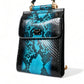 Blue Exotic Leather Logo Plaque Crossbody Purse Bag