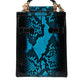 Blue Exotic Leather Logo Plaque Crossbody Purse Bag