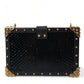 Black Snakeskin Leather Gold HEART Studs Box Shoulder Clutch Bag