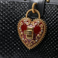 Black Snakeskin Leather Gold HEART Studs Box Shoulder Clutch Bag