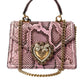 Pink Exotic Leather DEVOTION HEART Top Handle Shoulder Bag