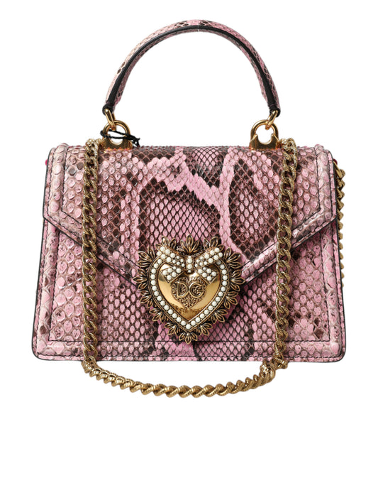 Pink Exotic Leather DEVOTION HEART Top Handle Shoulder Bag