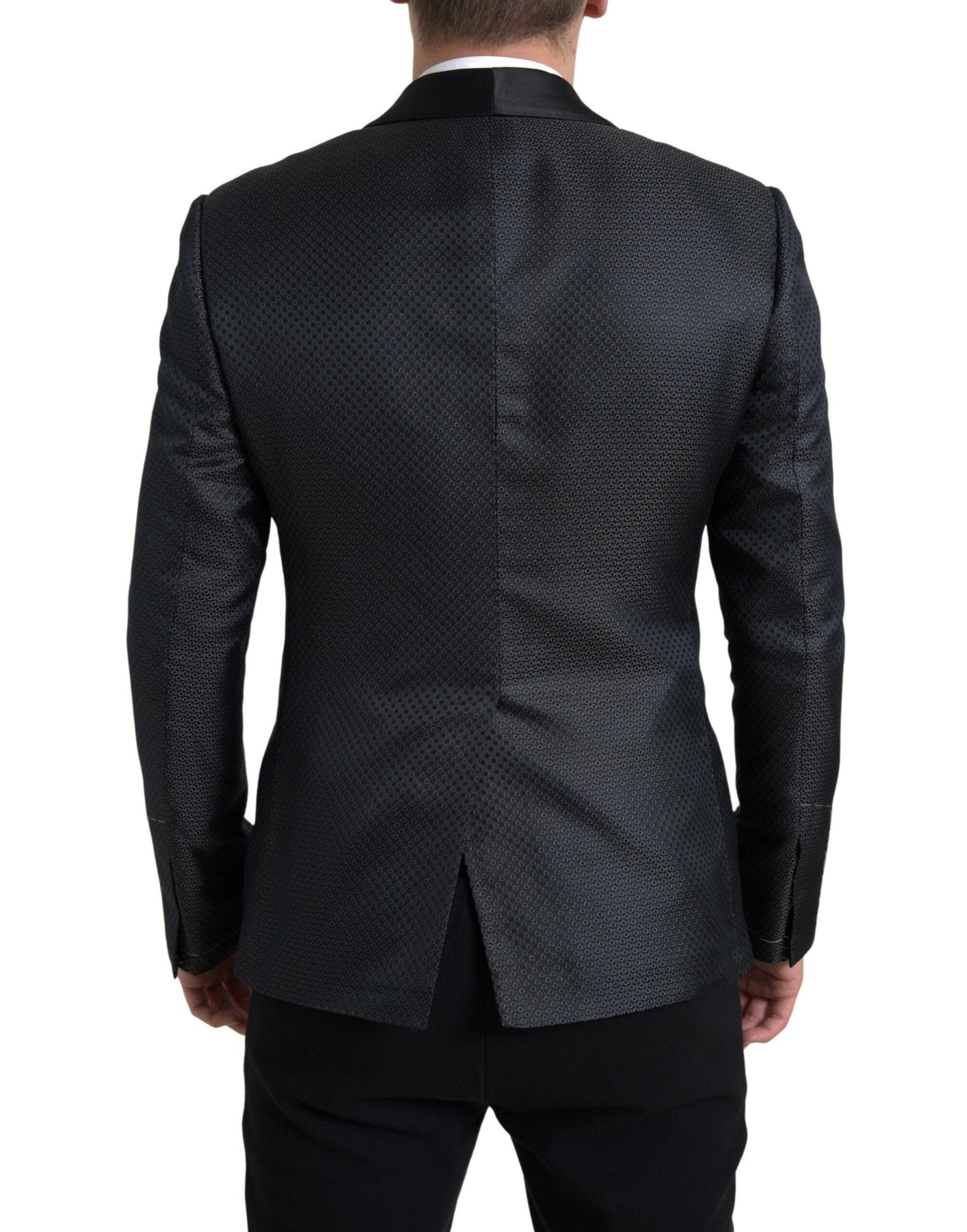 Elegant Black Silk Blend Slim Fit Suit