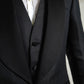 Elegant Black Silk Blend Slim Fit Suit