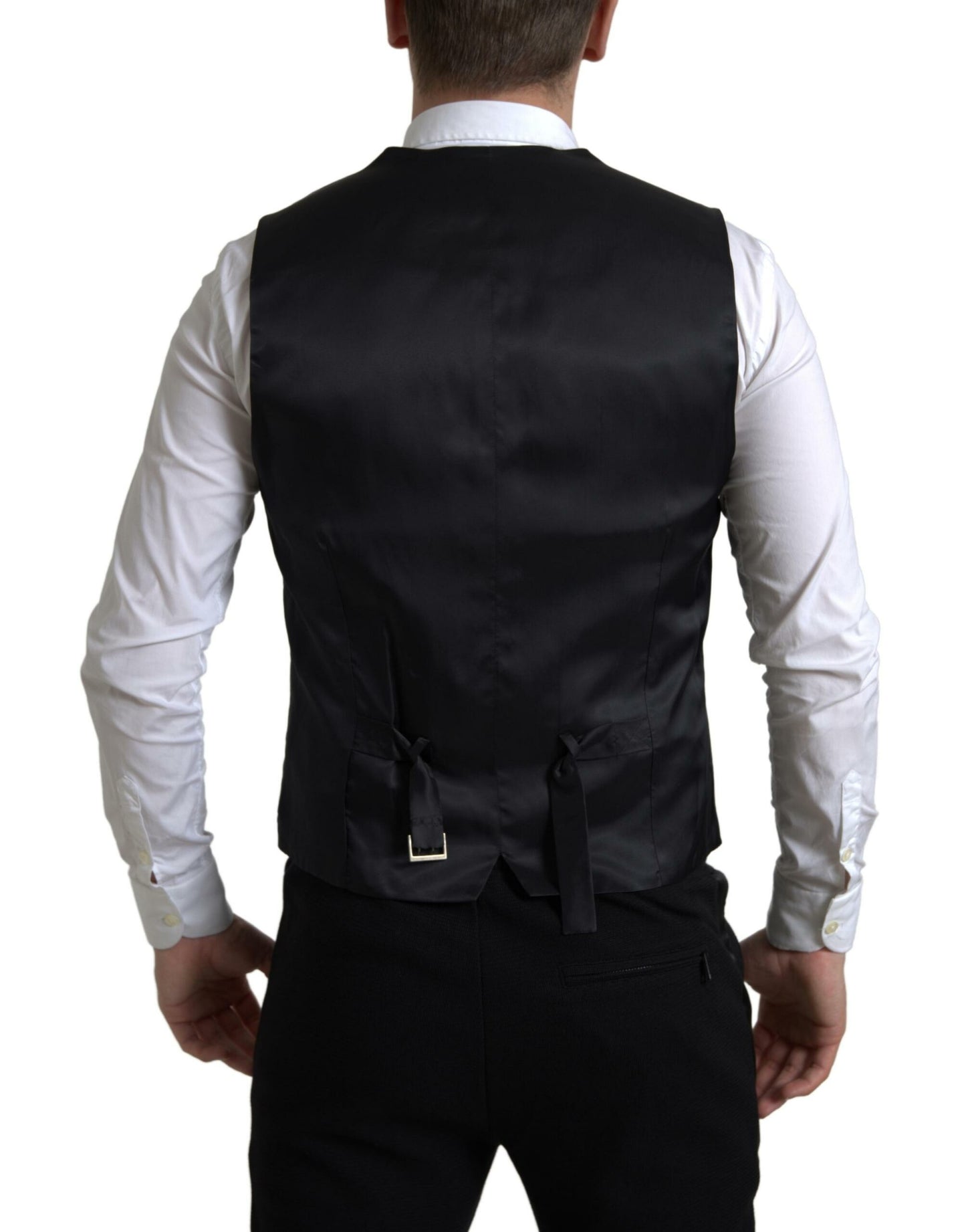 Elegant Black Silk Blend Slim Fit Suit