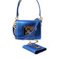 Blue Leather Bella Foiled Logo Shoulder Purse Bag