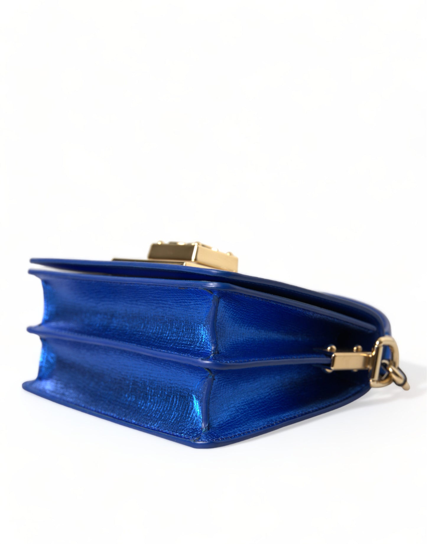 Blue Leather Bella Foiled Logo Shoulder Purse Bag