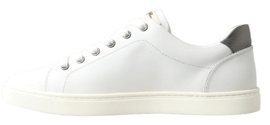 Elegant White Leather Low-Top Sneakers