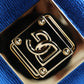 Blue Leather Bella Foiled Logo Shoulder Purse Bag