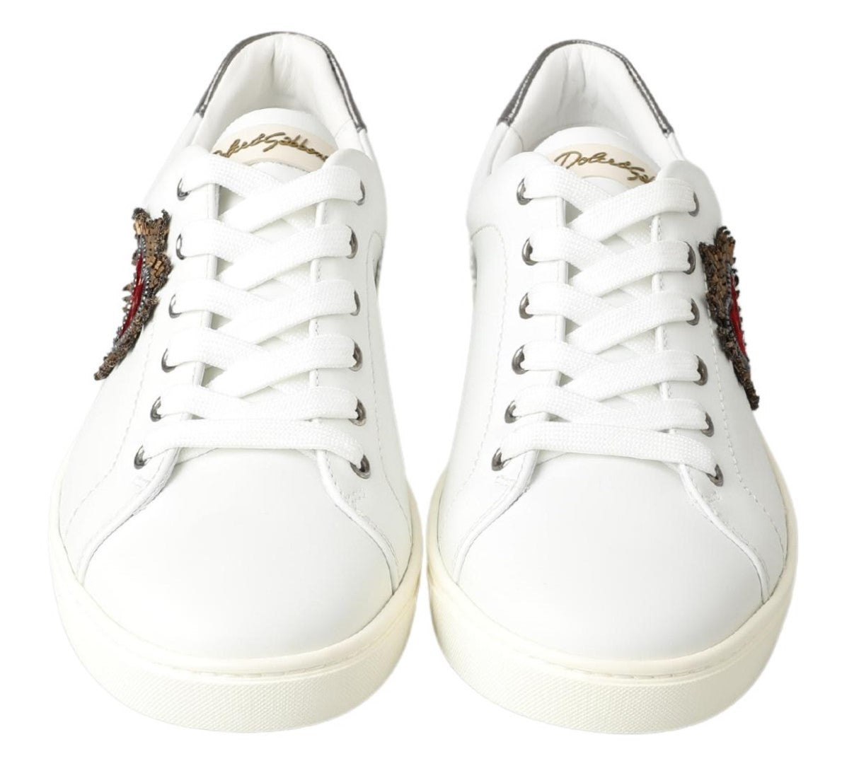 Elegant White Leather Low-Top Sneakers