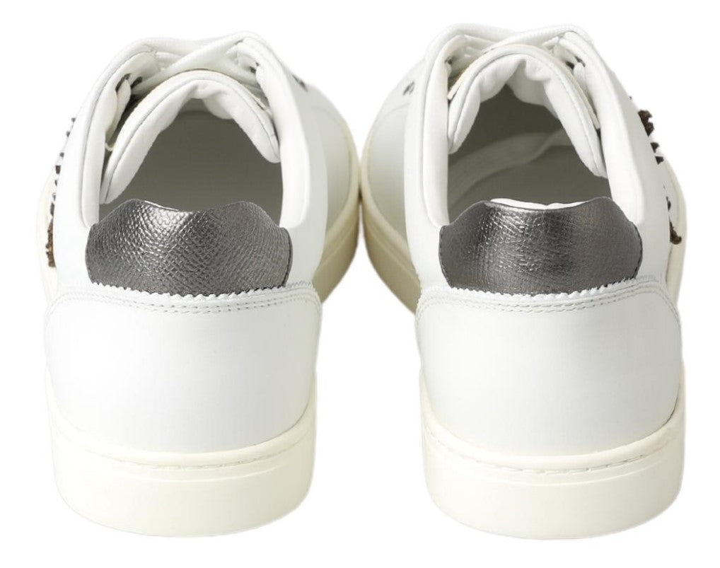 Elegant White Leather Low-Top Sneakers