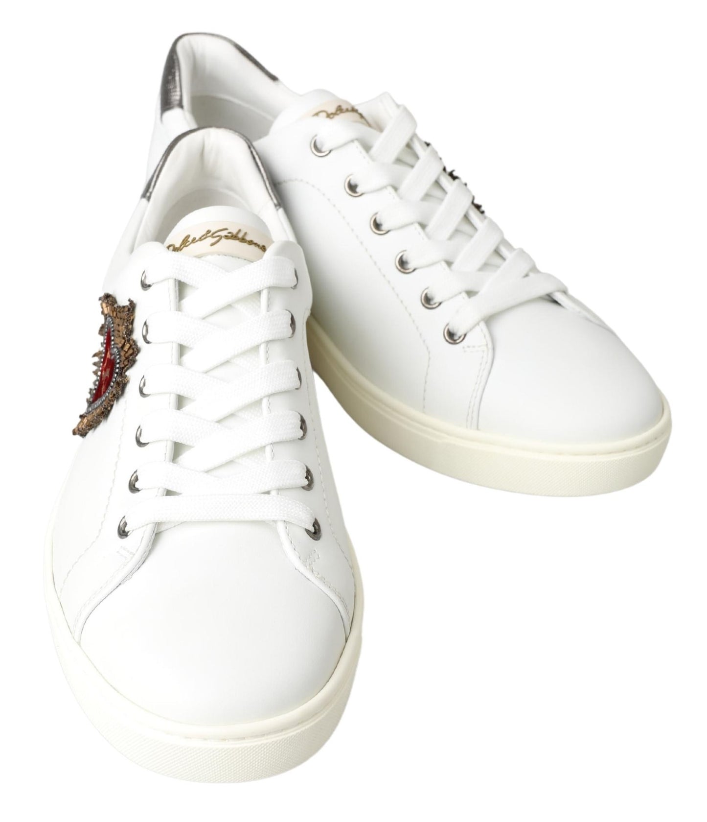 Elegant White Leather Low-Top Sneakers