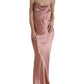 Pink Silk Spaghetti Straps Long Gown Dress
