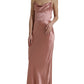 Pink Silk Spaghetti Straps Long Gown Dress