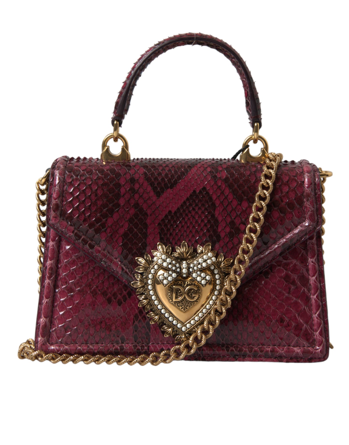 Bordeaux Exotic Leather DEVOTION HEART Top Handle Shoulder Bag