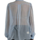 Blue Long Sleeves Ascot Collar Blouse Top