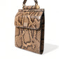 Brown Exotic Leather Logo Phone Crossbody Purse Bag