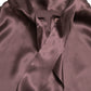 Brown Silk Ascot Collar Long Sleeve Blouse Top