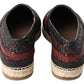 Black Bordeaux Buffalo Leather Espadrille Shoes