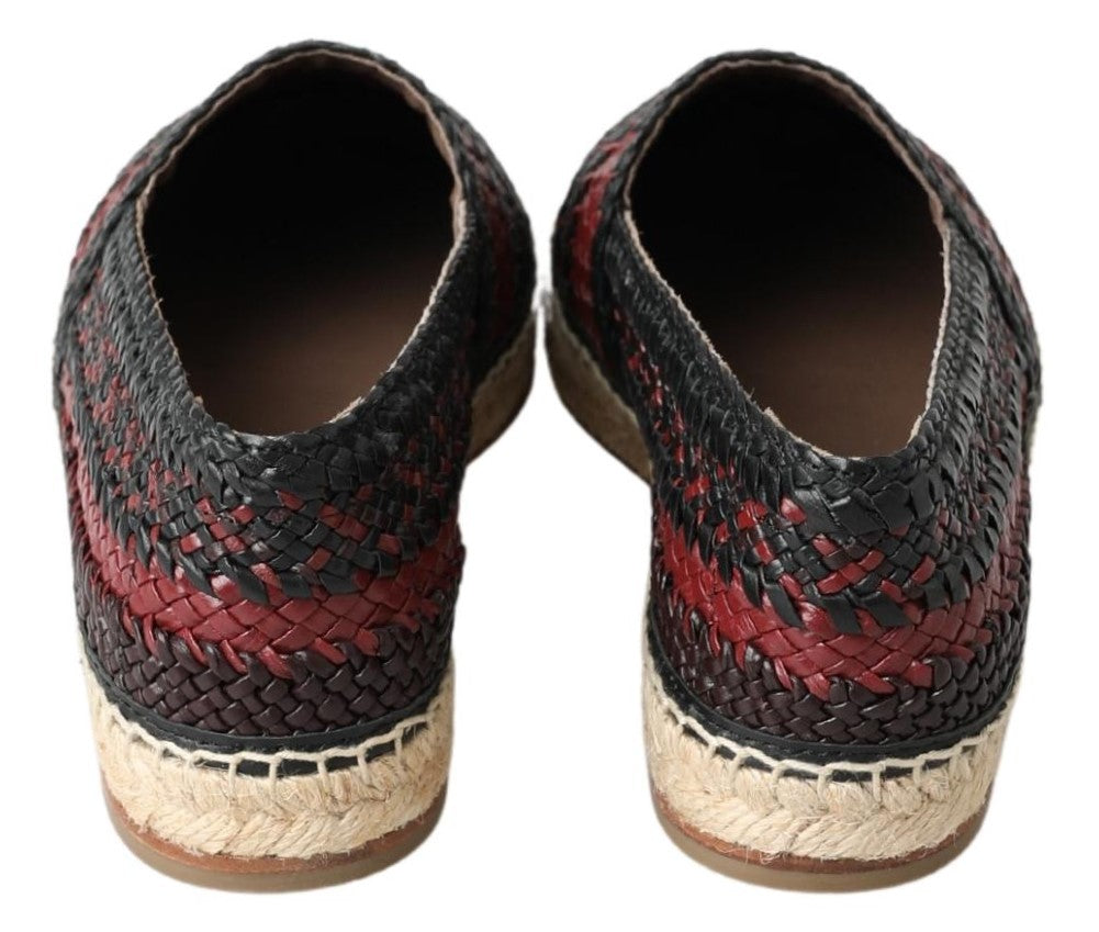 Black Bordeaux Buffalo Leather Espadrille Shoes