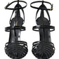 Elegant Black Leather Stiletto Sandals