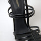 Elegant Black Leather Stiletto Sandals