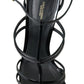 Elegant Black Leather Stiletto Sandals