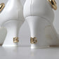 Elegant White Nappa Leather Cuban Heel Sandals