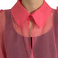 Pink Silk See Through Belted Long Coat Jacket
