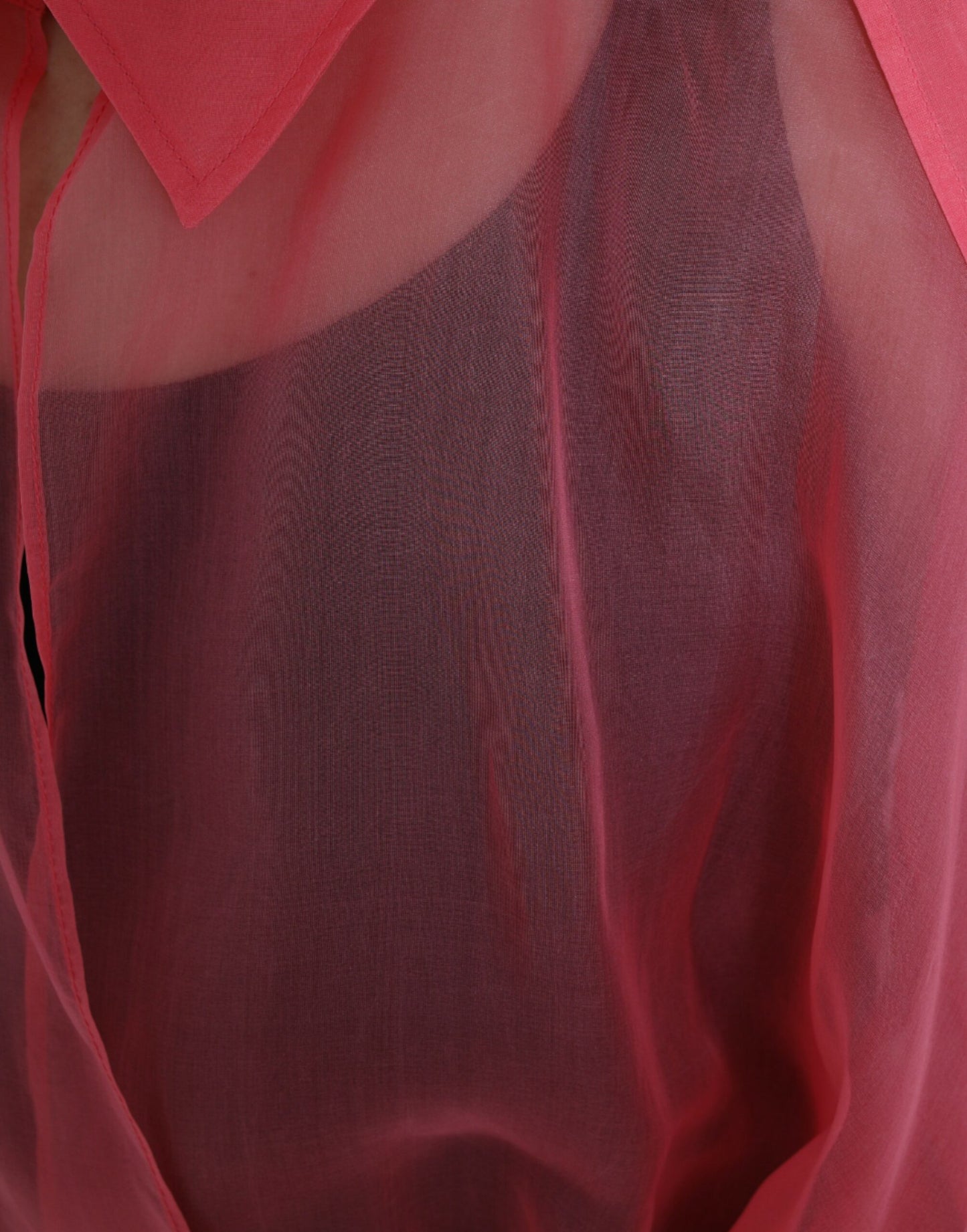 Pink Silk See Through Belted Long Coat Jacket