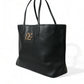 Black Fefè Medium Leather Logo Tote Shopping Bag