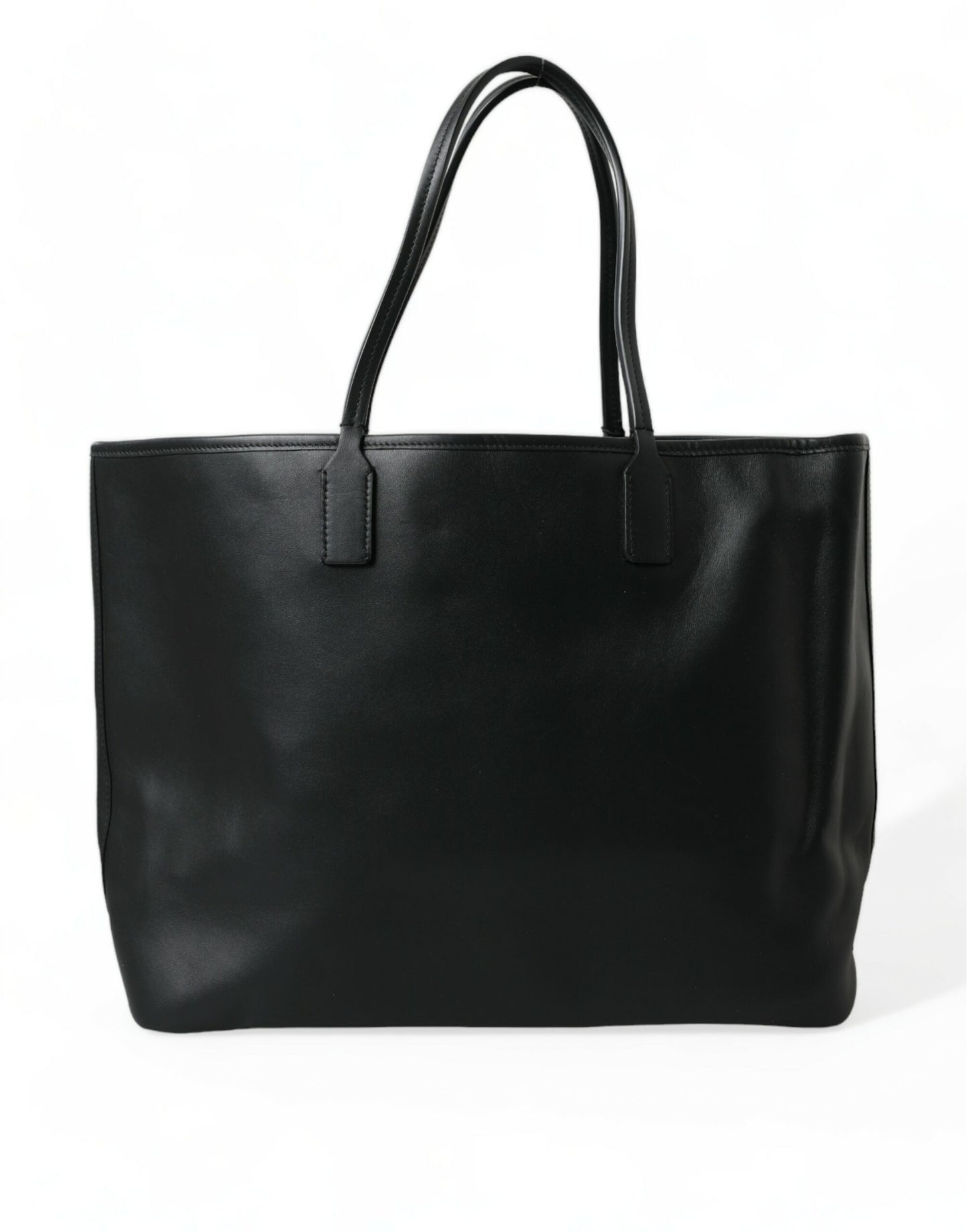 Black Fefè Medium Leather Logo Tote Shopping Bag